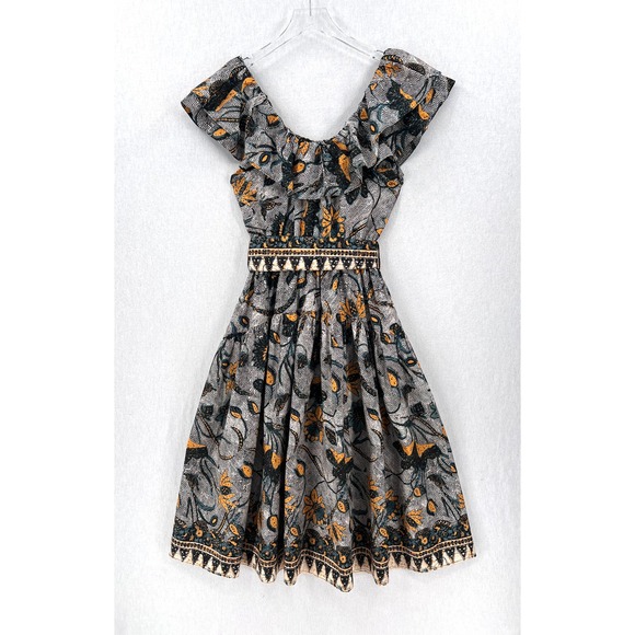 ULLA JOHNSON Amira Midi Dress Womens 6 White Green Portofino Printed Cotton - Picture 6 of 16